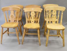 Six modern kitchen chairs.