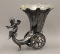 A W.M.F wheeled cornucopia. 25 cm high.