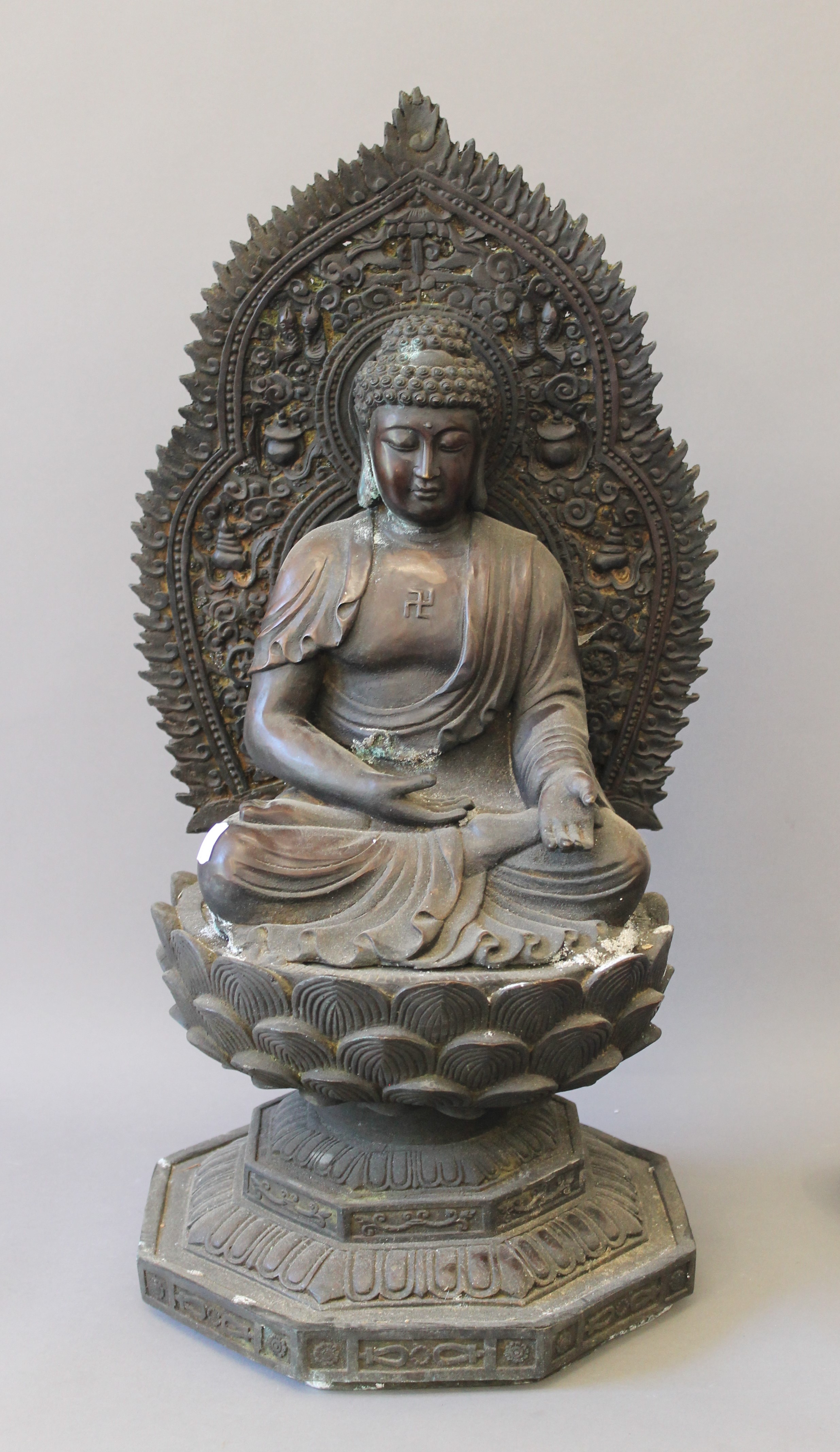 A large bronze model of Buddha seated. 65.5 cm high.