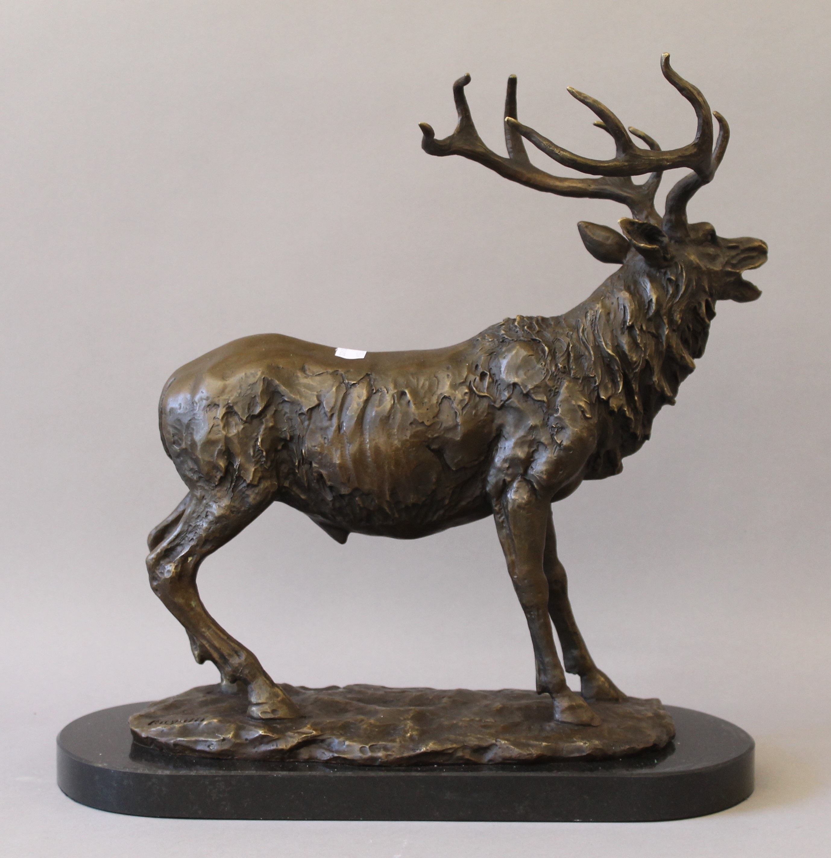 A bronze model of a stag. 40.5 cm high. - Bild 3 aus 3
