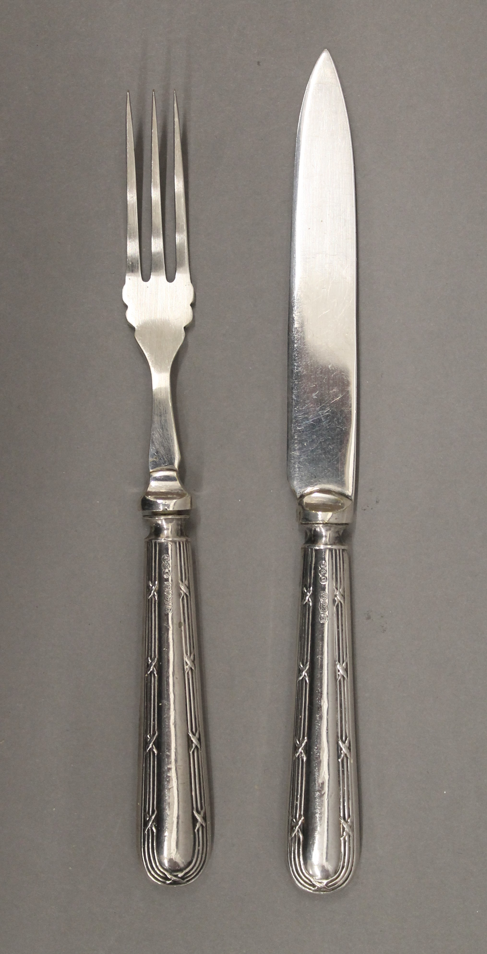 A set of twelve 925 silver handled dessert knives and forks. - Image 6 of 6