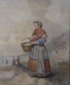 J ELLIOTT, Cockle Picker, watercolour, signed and dated 1866, framed and glazed. 27 x 33 cm.