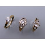 Three various 9 ct gold rings. 5.3 grammes total weight.