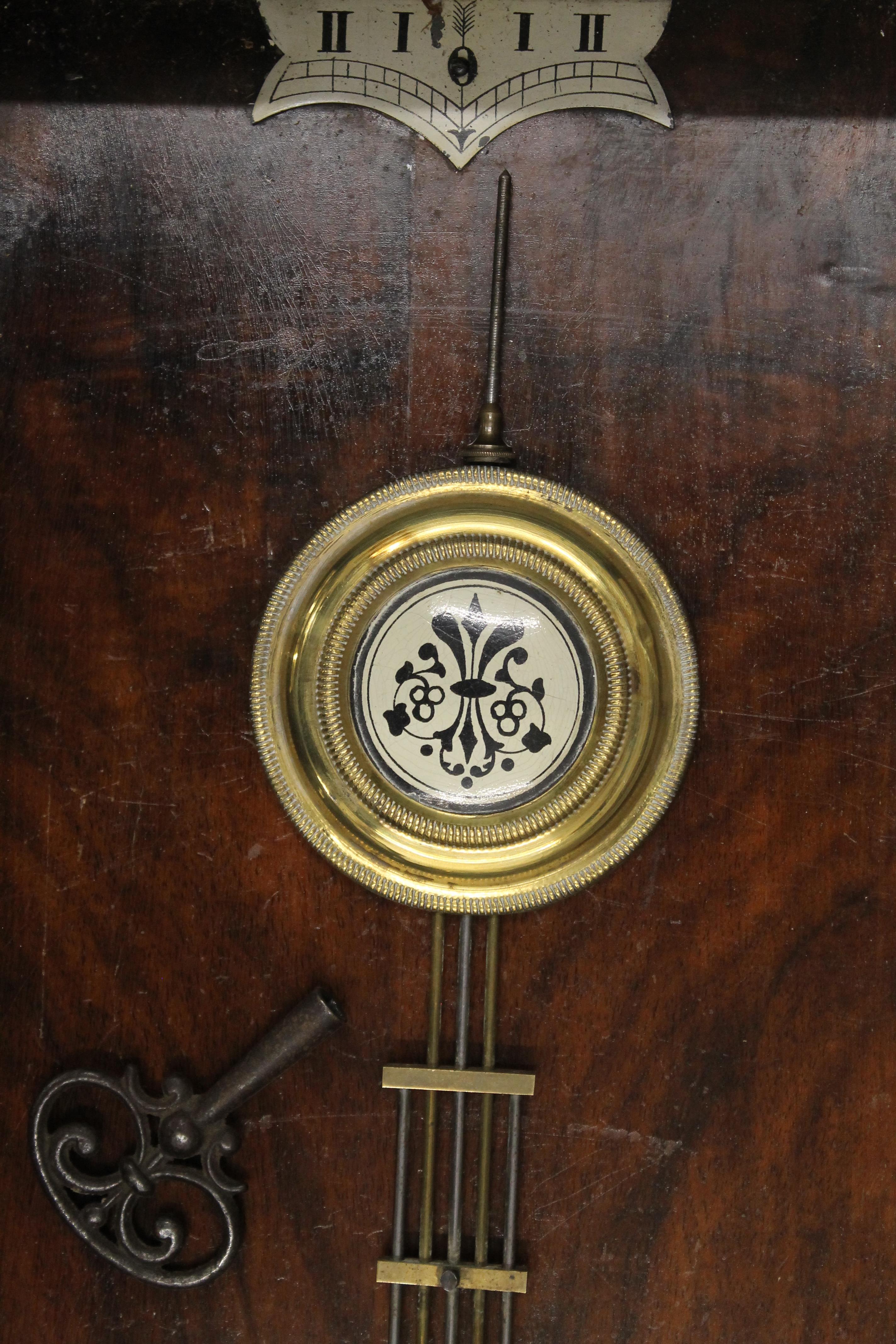 A 19th century Vienna wall clock. 74 cm high. - Image 6 of 6