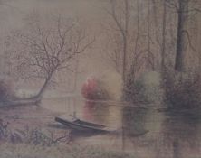 ALBERT GOODWIN (1845-1932) British, Boat on the Riverbank, watercolour, signed and dated 1880,