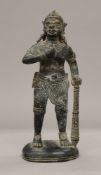 An Eastern bronze model of a warrior. 25 cm high.