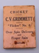 A C V Grimmett 'Flicker' No.6 Over Spin Delivery and Finger Spin cricket flick book.