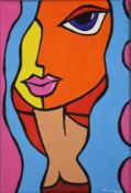 D HOLMES, A Modern Cubist Inspired Portrait, oil on canvas, signed, unframed. 20 x 30 cm.