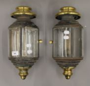 Two Victorian circular carriage lamps. Each 38 cm high.