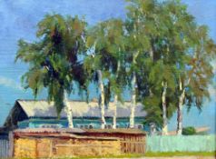 NATALIA NEPOVINNIH (20th century) Russian, Northern Birch Trees, oil on canvas,