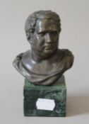 A Grand Tour style bronze bust. 14 cm high.