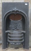A cast iron fireplace.