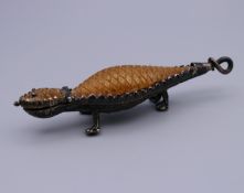 A small silver mounted model of a lizard. 7.5 cm long.