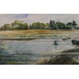 SHIRLEY COUGHLAN (born 1932) Suffolk Artist, Riverside, watercolour, initialled and dated '98,