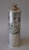 A silver plated cocktail shaker. 27 cm high.