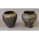 Two early silver Eastern, probably Persian, vases. The largest 17 cm high.