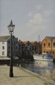 KEITH HASTINGS, Quayside Scene, oil on panel, signed, framed. 24 x 34 cm.