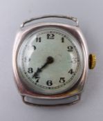 A silver cased ladies wristwatch, with blue dial, hallmarked London 1918, in working order.