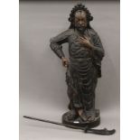 A large bronze model of a Japanese warrior. 99 cm high.