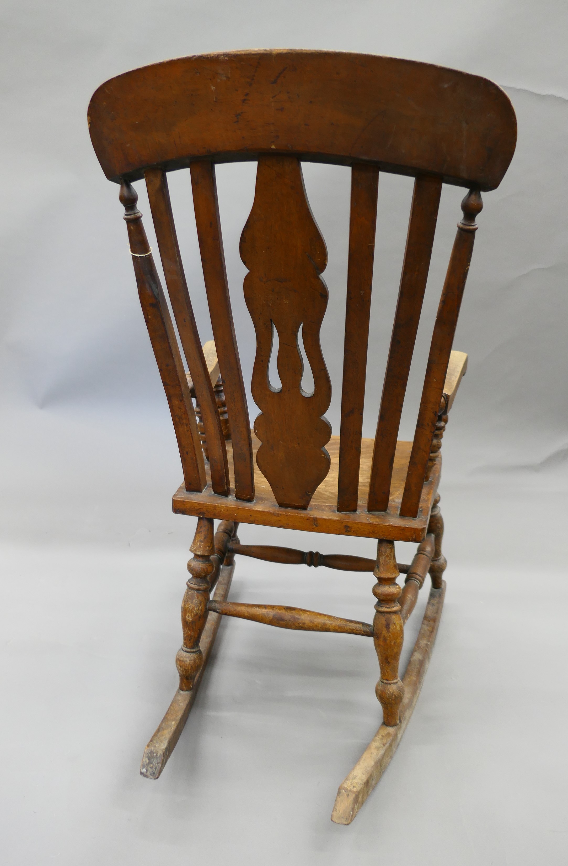 A Victorian splat back rocking chair. 53.5 cm wide. - Image 5 of 5