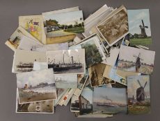 A quantity of vintage postcards, including various shipping lines.