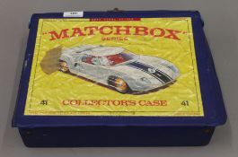 A quantity of Matchbox cars in a Matchbox Series Collectors case.