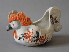 A Galle pottery sauce boat formed as a chicken. 17.5 cm long.