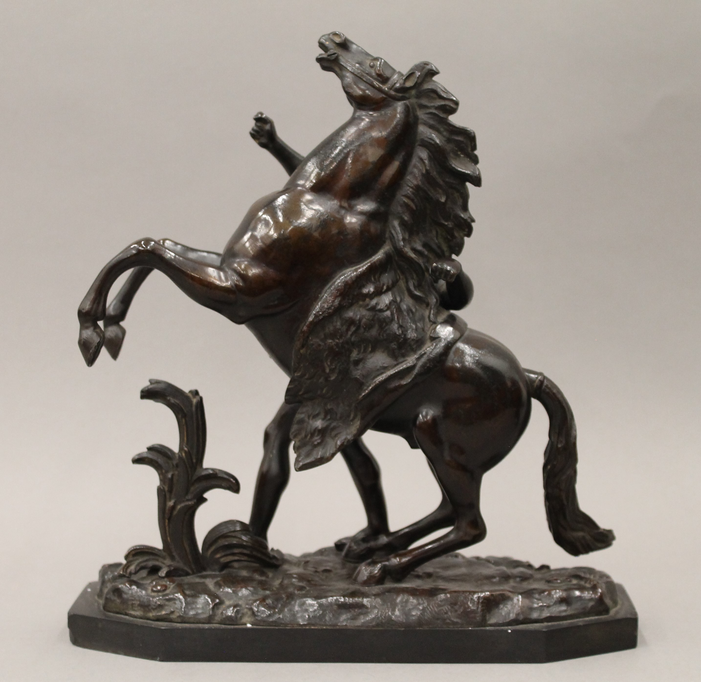 A pair of 19th century patinated bronze Marley horses. Each 27 cm high. - Bild 3 aus 6