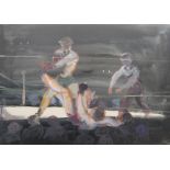 After GEORGE BELLOWS, Dempsey and Firpo, Boxing, watercolour, unsigned, framed and glazed.