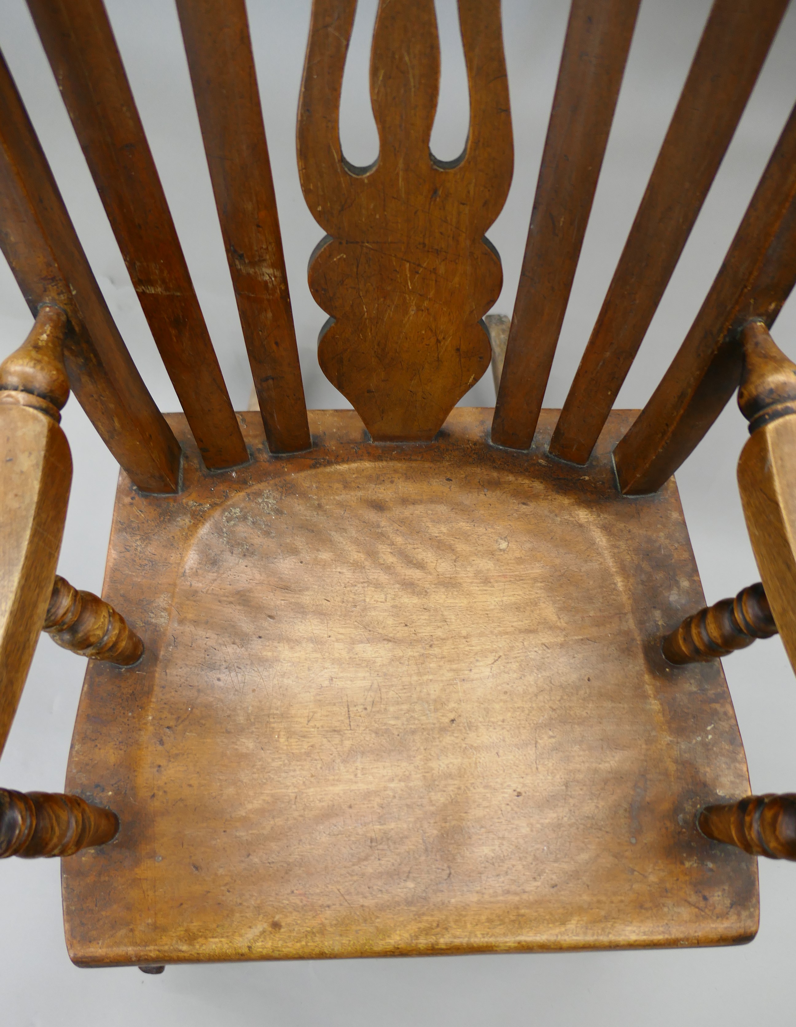 A Victorian splat back rocking chair. 53.5 cm wide. - Image 3 of 5