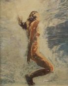 SALLY TRUEMAN (20th/21st century), Nude Swimming, pastel, signed, framed and glazed. 28.5 x 39 cm.