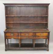 An 18th century oak pot board dresser. 180 cm wide.