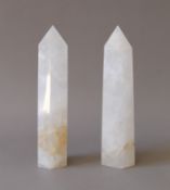 A pair of rock crystal obelisks. The largest 24 cm high.