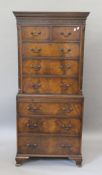 A modern mahogany chest on chest. 75.5 cm wide x 170.5 cm high.