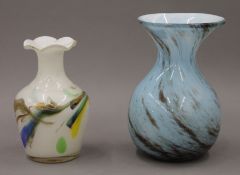 Two Art glass vases. The largest 19 cm high.