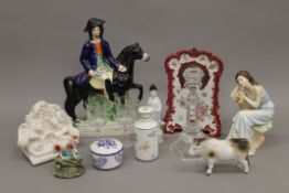 A quantity of miscellaneous ceramics and glass, including Staffordshire.