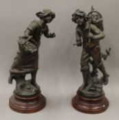 A pair of 19th century spelter figures. The largest 44 cm high.