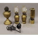 A brass miner's lamp, oil lamp, etc.