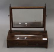 A 19th century two drawer mahogany toilet mirror. 47 cm wide.