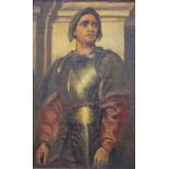 After LORD FREDERIC LEIGHTON, A Condottiere, oil on canvas, framed. 16 x 26.5 cm.