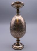 A Russian silver double egg cup. 13 cm high.