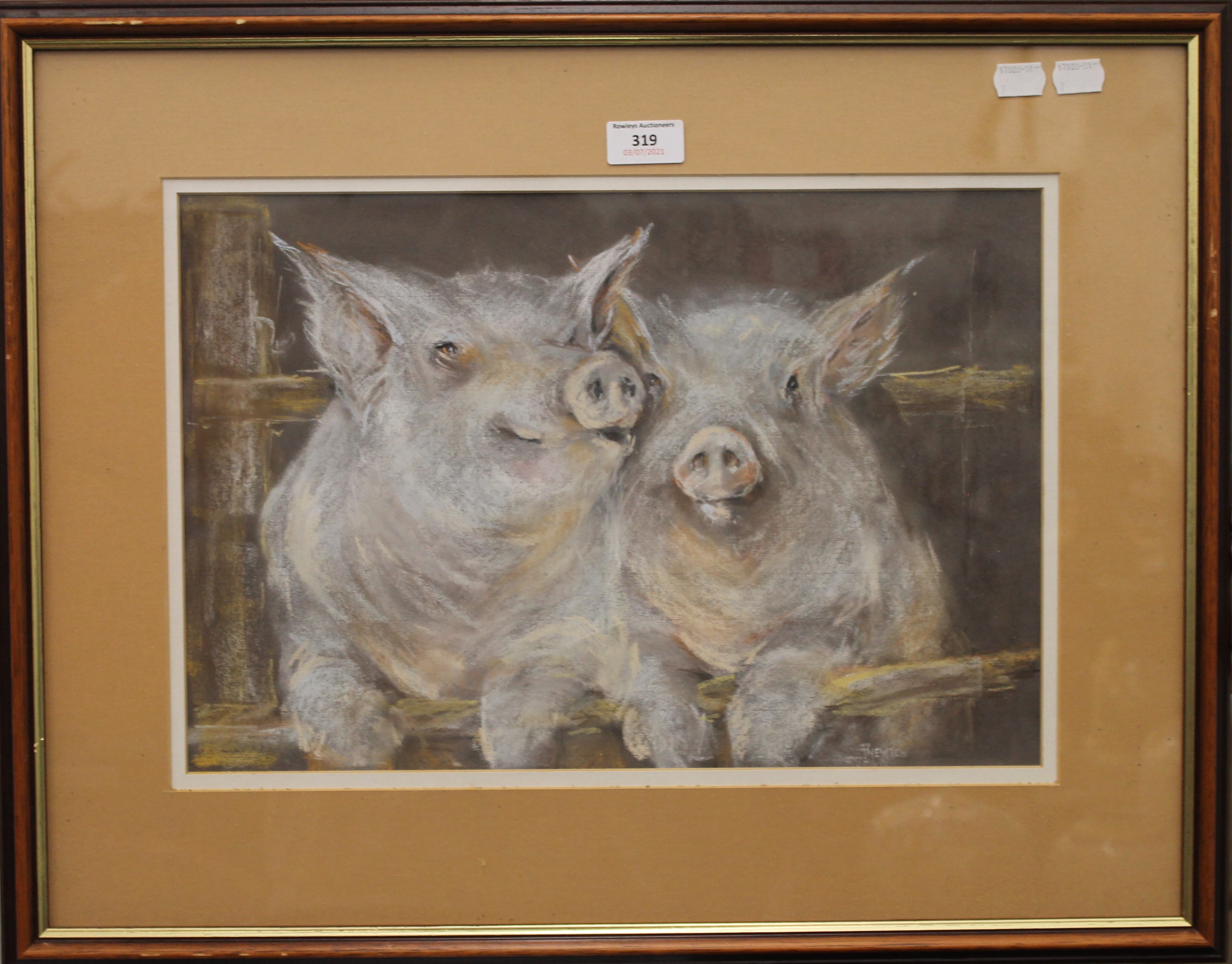 P NEWTON, Waiting for Dinner, pastel, signed, framed and glazed. 43 x 29 cm. - Image 2 of 3