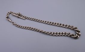 A silver Albert chain. 44.6 grammes.