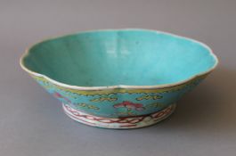 A Chinese turquoise bowl. 21.5 cm diameter.