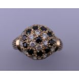 A 9 ct gold stone set ring. Ring size S/T. 5.5 grammes total weight.
