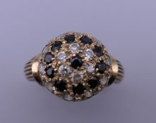 A 9 ct gold stone set ring. Ring size S/T. 5.5 grammes total weight.