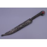A mid-19th century ottoman style bicak unmarked white metal dagger, from Balkan Region. 26.