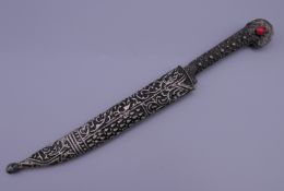 A mid-19th century ottoman style bicak unmarked white metal dagger, from Balkan Region. 26.