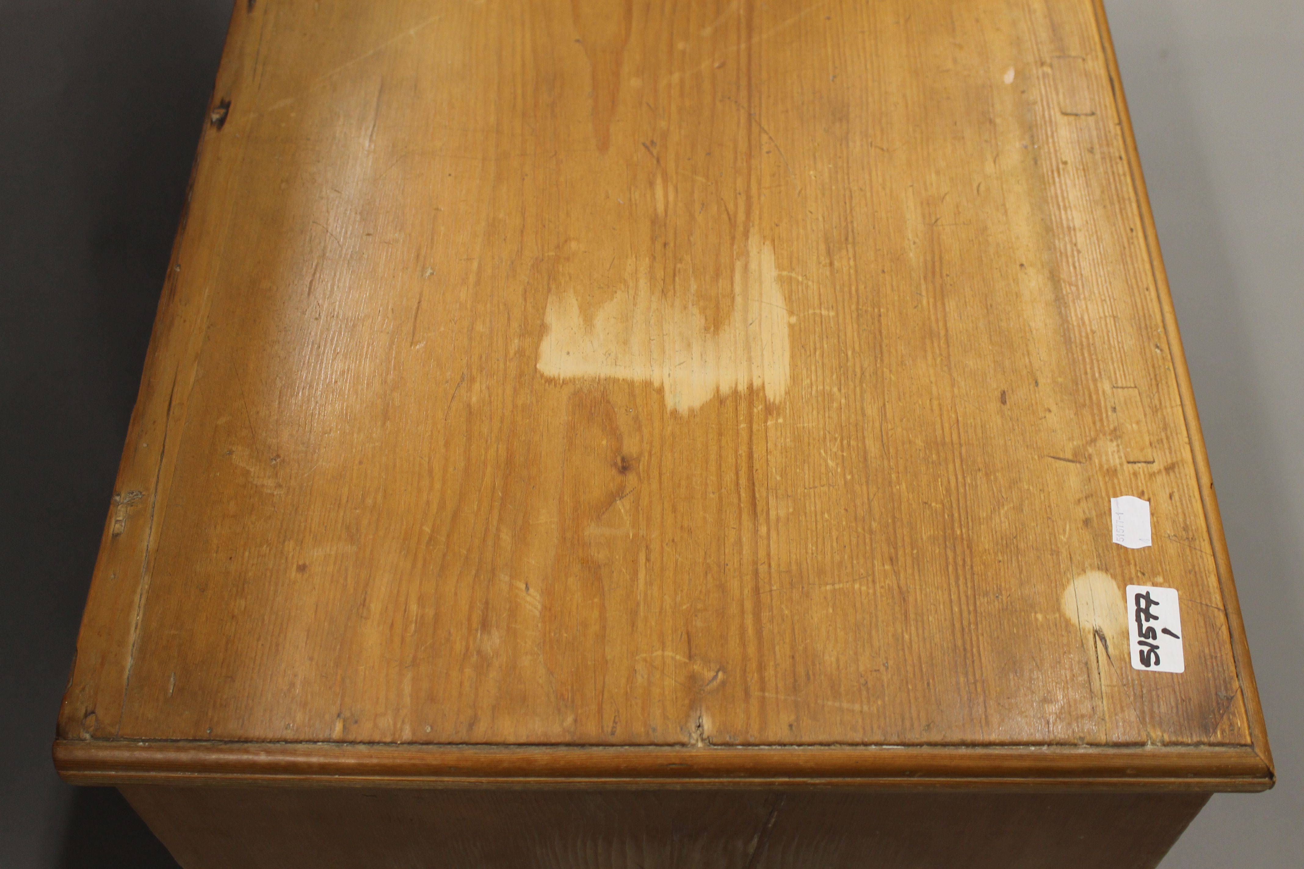 A 19th century pine desk. 116 cm wide. - Image 9 of 9