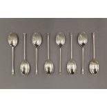 A cased set of eight silver teaspoons